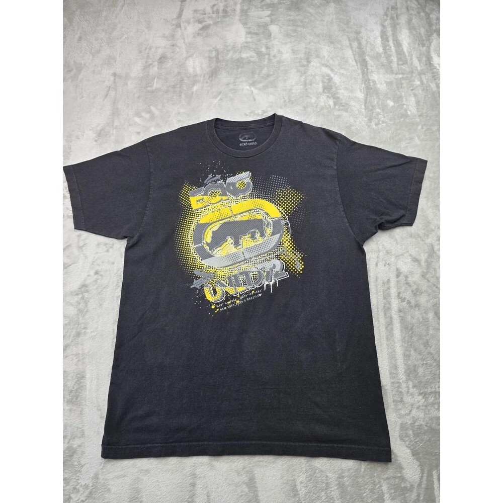 ​Ecko Unltd Mens XL Black Graphic T-Shirt Rhino Logo Streetwear Short Sleeve Tee